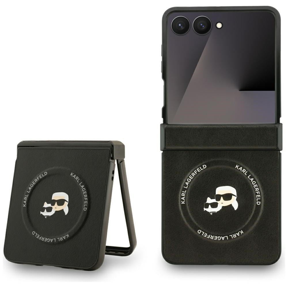 Etui MagSafe dla Samsung Galaxy Z Flip7 F766, Karl Lagerfeld, Karl & Choupette Pins, Czarne