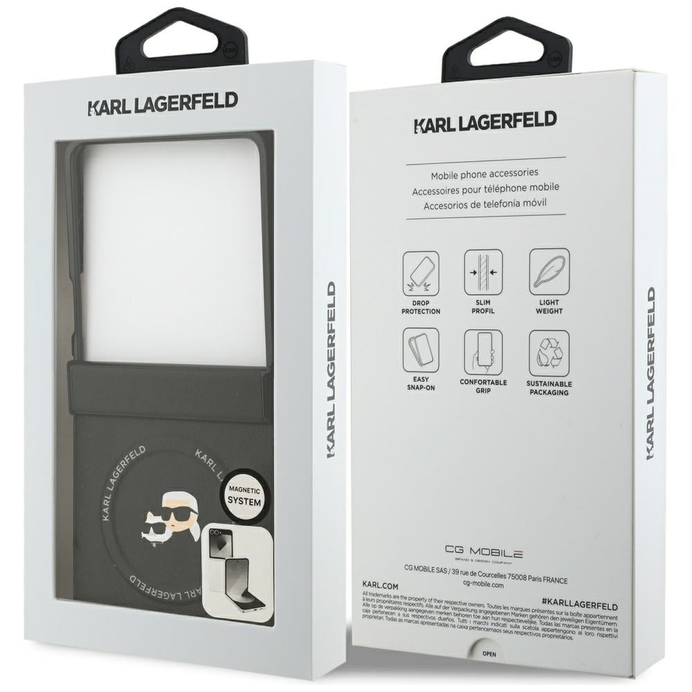 Etui MagSafe dla Samsung Galaxy Z Flip7 F766, Karl Lagerfeld, Karl & Choupette Pins, Czarne
