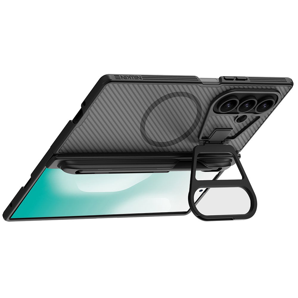 MagSafe Case for Samsung Galaxy Z Fold7 F966, Nillkin, CamShield Prop with Transparent Lens Cover and S-Pen Holder, Transparent Black