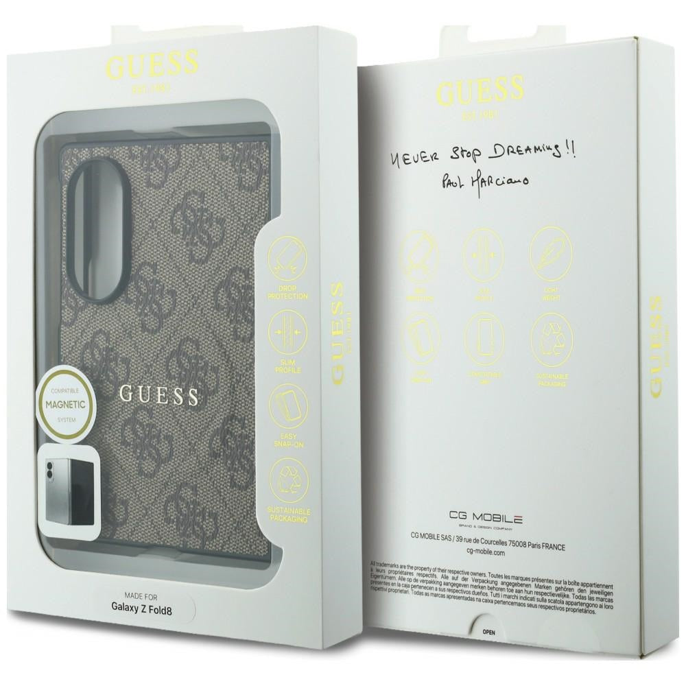 MagSafe Case for Samsung Galaxy Z Fold8 F971, Guess, 4G Leather Classic, Brown