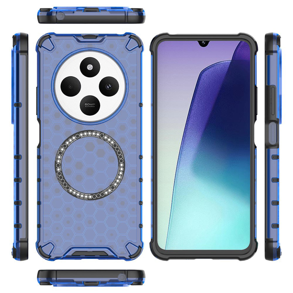 Etui MagSafe do Xiaomi Poco C75 / Redmi 14C, Techsuit, HoneyComb Shield, Niebieskie