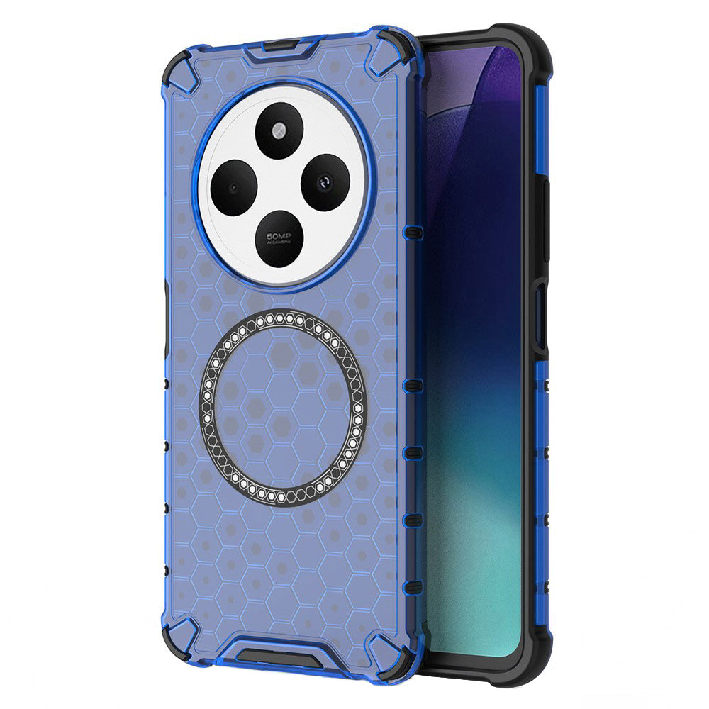 Etui MagSafe do Xiaomi Poco C75 / Redmi 14C, Techsuit, HoneyComb Shield, Niebieskie