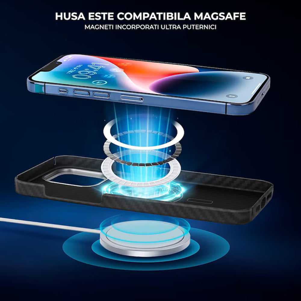 Etui MagSafe dla Apple iPhone 17 Pro Max, Techsuit, Włókno Aramidowe, Czarne