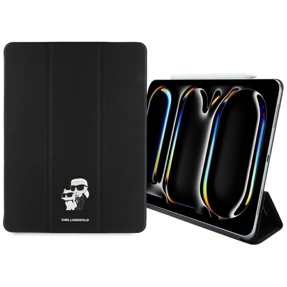 Etui na Apple iPad Pro 13 (2024), Karl Lagerfeld, Saffiano Karl & Choupette, Czarne