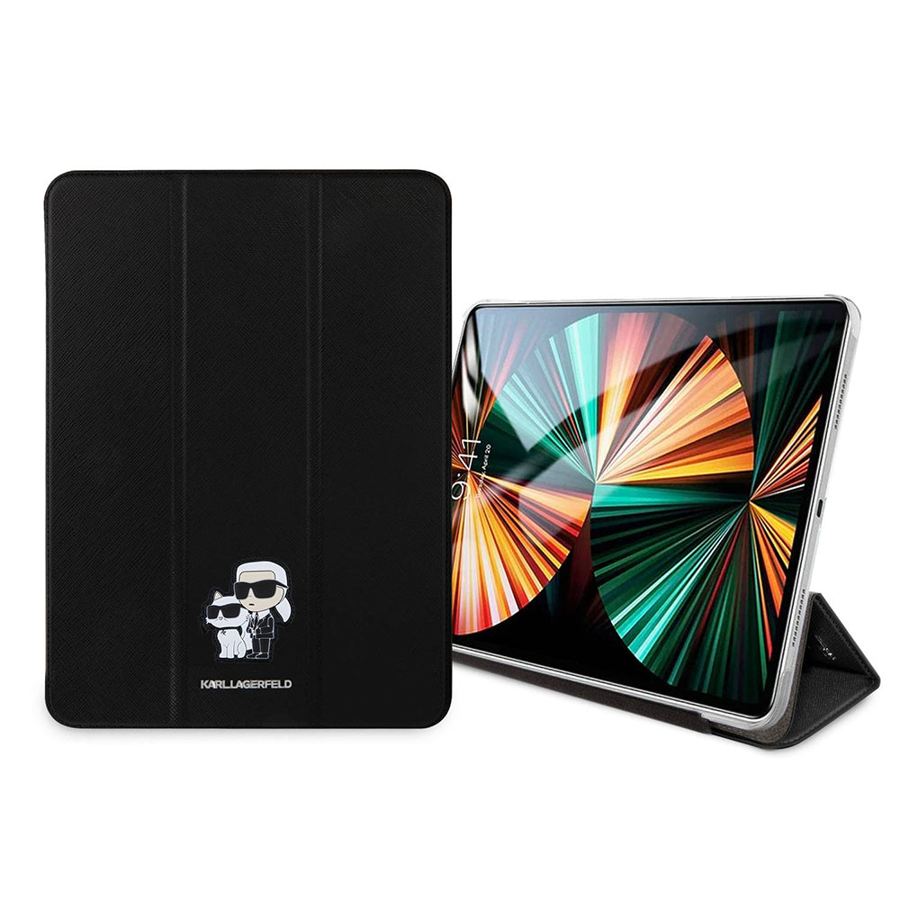 Etui na Apple iPad Pro 13 (2024), Karl Lagerfeld, Saffiano Karl & Choupette, Czarne