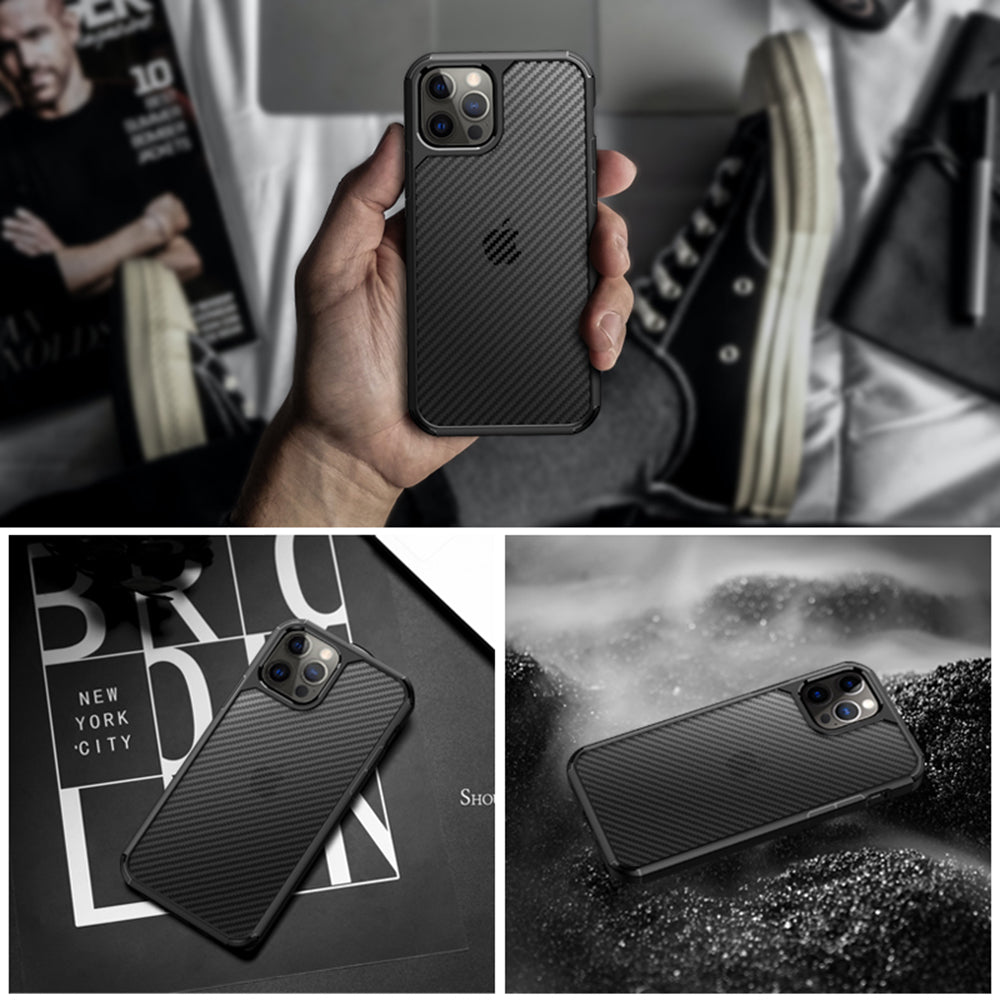 Etui na Apple iPhone 12 / 12 Pro, Techsuit, CarbonFuse, czarne