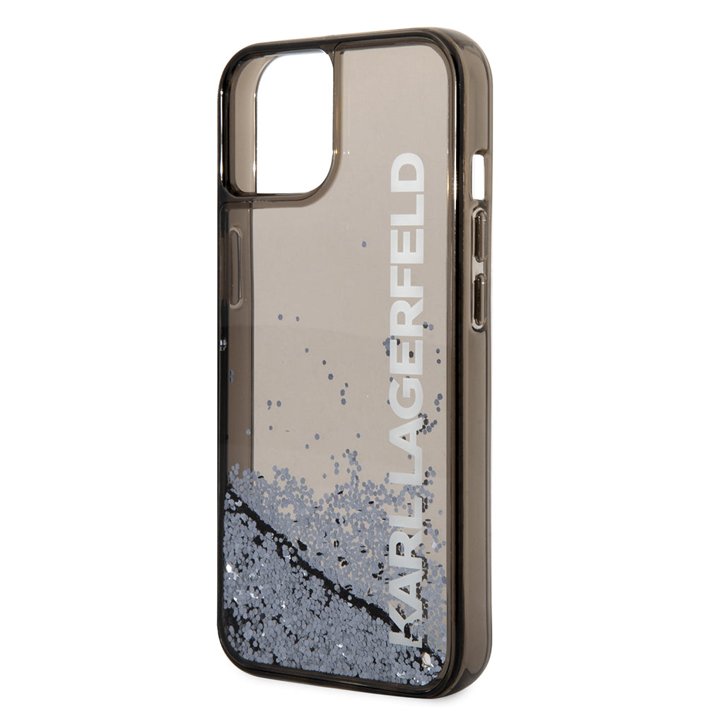 Etui na Apple iPhone 14, Karl Lagerfeld, Liquid Glitter KL Logo, Czarne