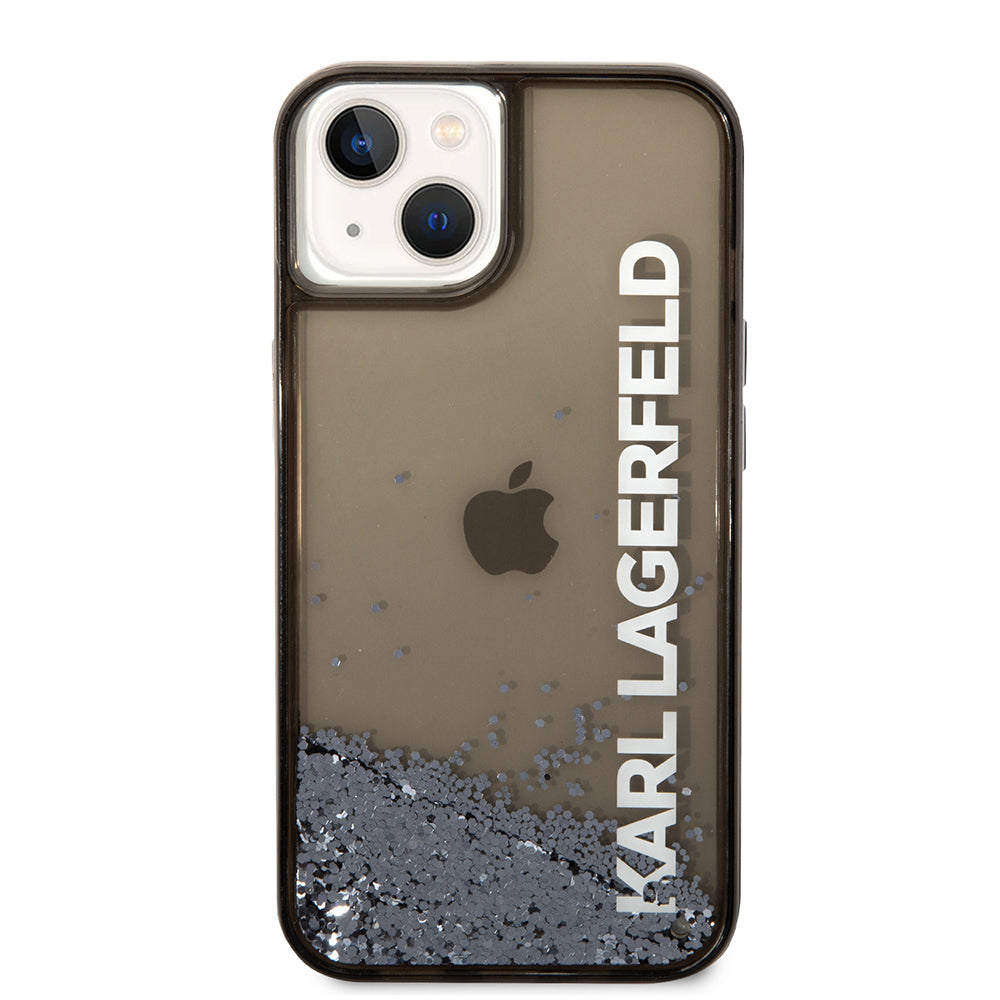 Etui na Apple iPhone 14, Karl Lagerfeld, Liquid Glitter KL Logo, Czarne