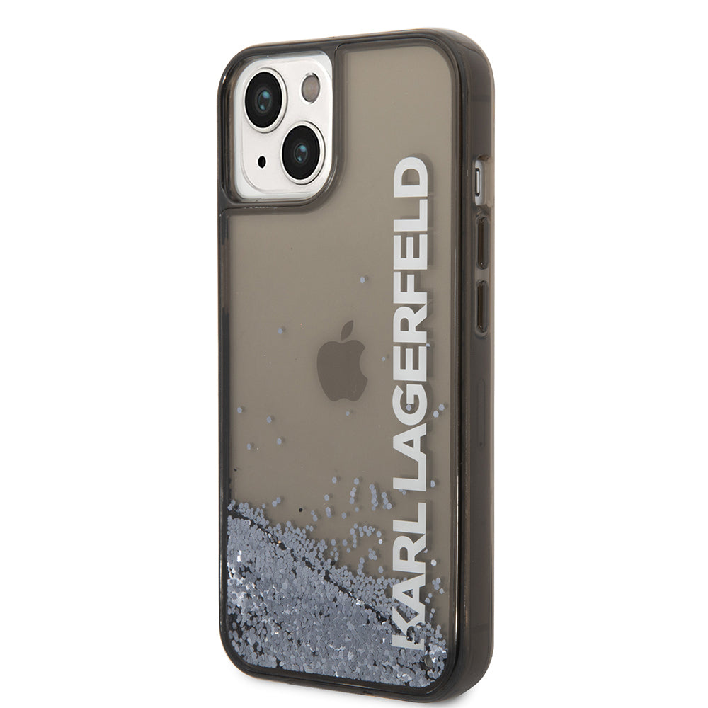 Etui na Apple iPhone 14, Karl Lagerfeld, Liquid Glitter KL Logo, Czarne