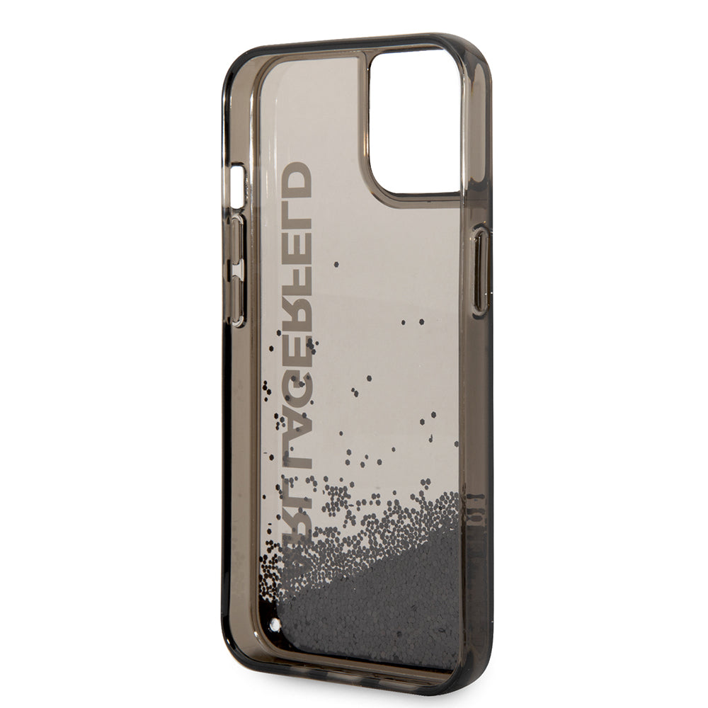 Etui na Apple iPhone 14, Karl Lagerfeld, Liquid Glitter KL Logo, Czarne