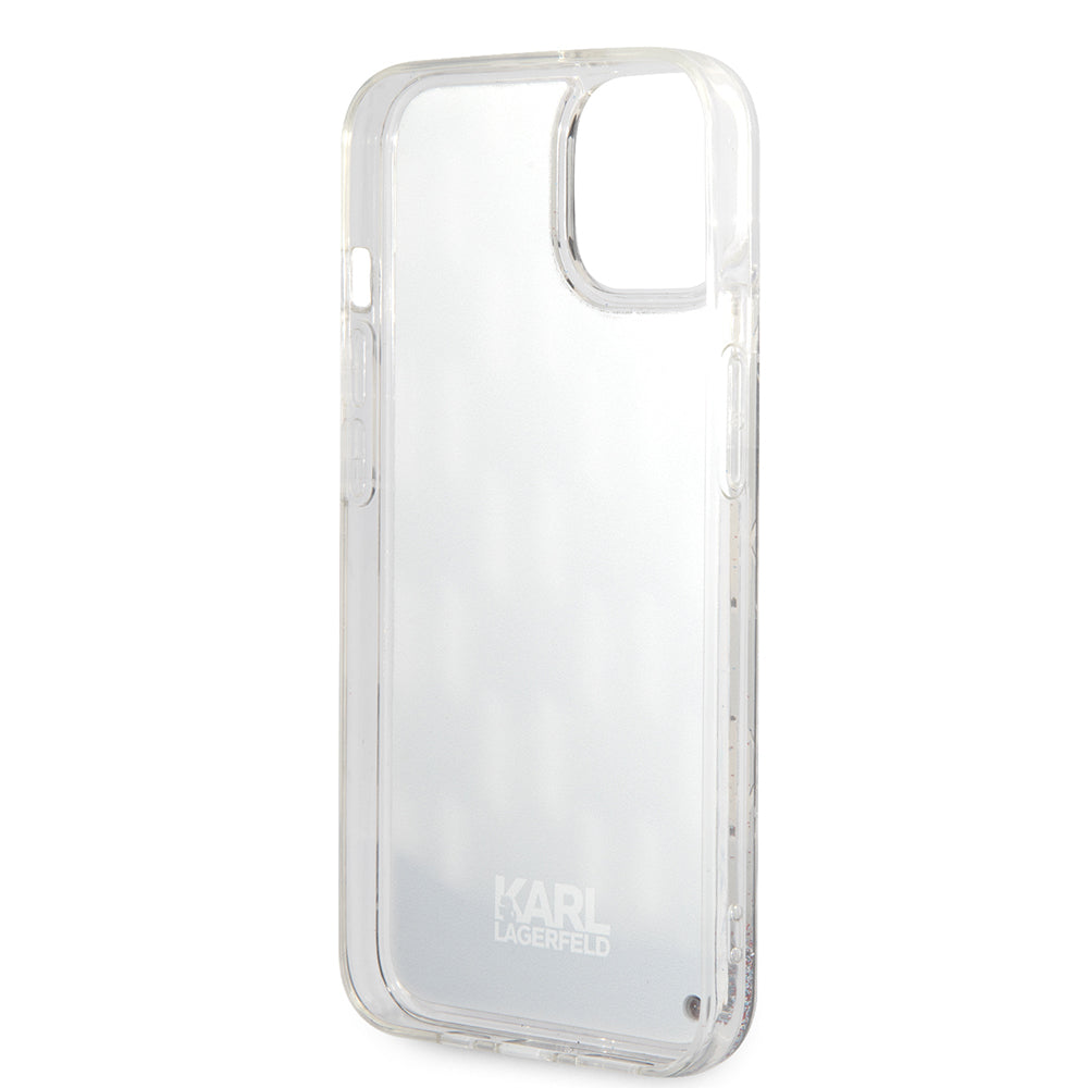 Etui na Apple iPhone 14, Karl Lagerfeld, Liquid Glitter Monogram, Czarne