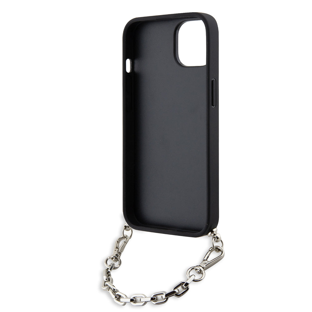 Etui na Apple iPhone 14, Karl Lagerfeld, Saffiano Monogram Chain, Srebrne