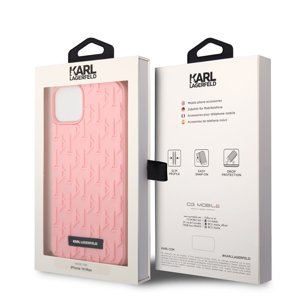 Etui na Apple iPhone 14 Plus, Karl Lagerfeld, 3D Monogram, Różowy