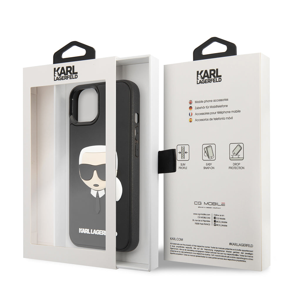 Etui na Apple iPhone 14 Plus, Karl Lagerfeld, 3D Rubber Karl's Head, Czarne