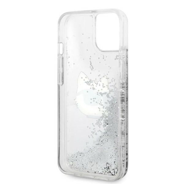 Etui na Apple iPhone 14 Plus, Karl Lagerfeld, Glitter Choupette's Head, Srebrne.
