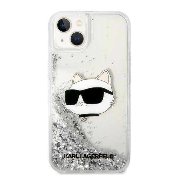Etui na Apple iPhone 14 Plus, Karl Lagerfeld, Glitter Choupette's Head, Srebrne.
