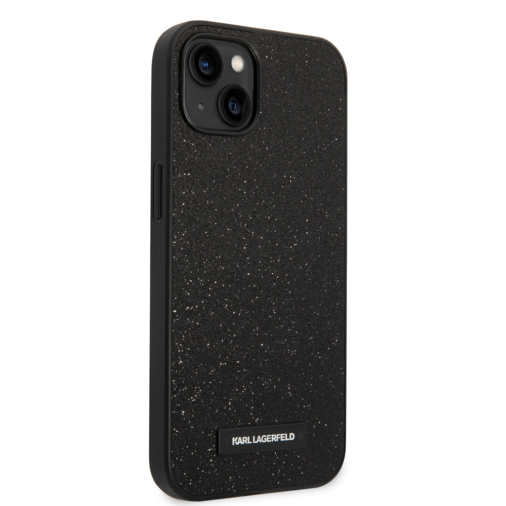 Case for Apple iPhone 14 Plus, Karl Lagerfeld, Glitter Plaque Logo, Black