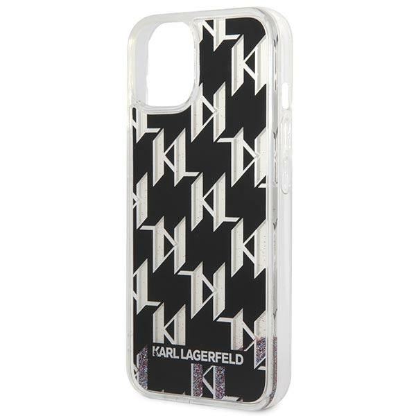 Etui na Apple iPhone 14 Plus, Karl Lagerfeld, Liquid Glitter Monogram, Czarne