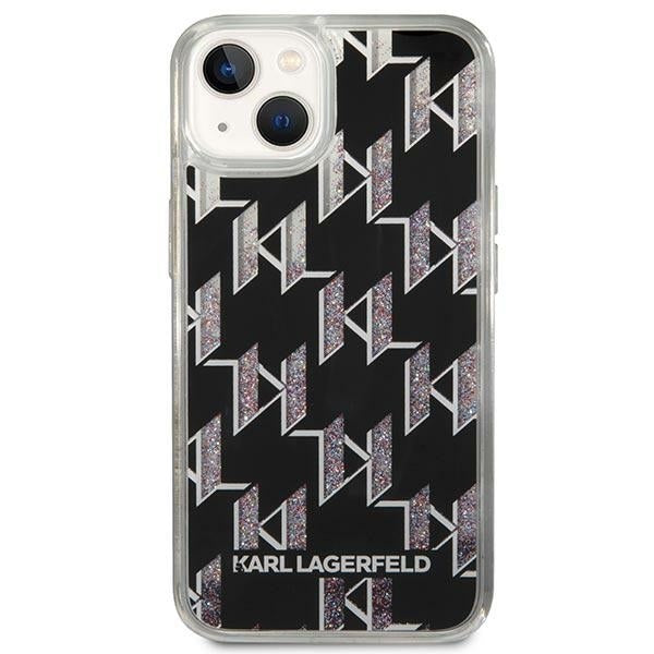 Etui na Apple iPhone 14 Plus, Karl Lagerfeld, Liquid Glitter Monogram, Czarne