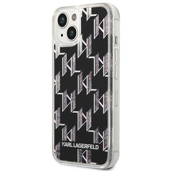 Etui na Apple iPhone 14 Plus, Karl Lagerfeld, Liquid Glitter Monogram, Czarne