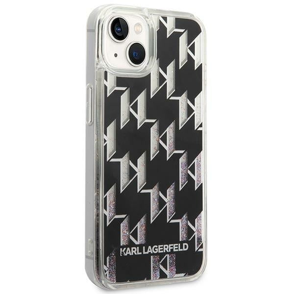 Etui na Apple iPhone 14 Plus, Karl Lagerfeld, Liquid Glitter Monogram, Czarne