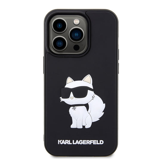 Etui na Apple iPhone 14 Pro, Karl Lagerfeld, 3D Rubber Choupette, Czarne
