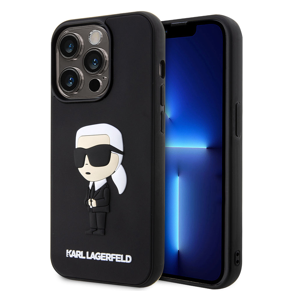 Etui na Apple iPhone 14 Pro, Karl Lagerfeld, 3D Rubber Ikonik Karl, Czarne