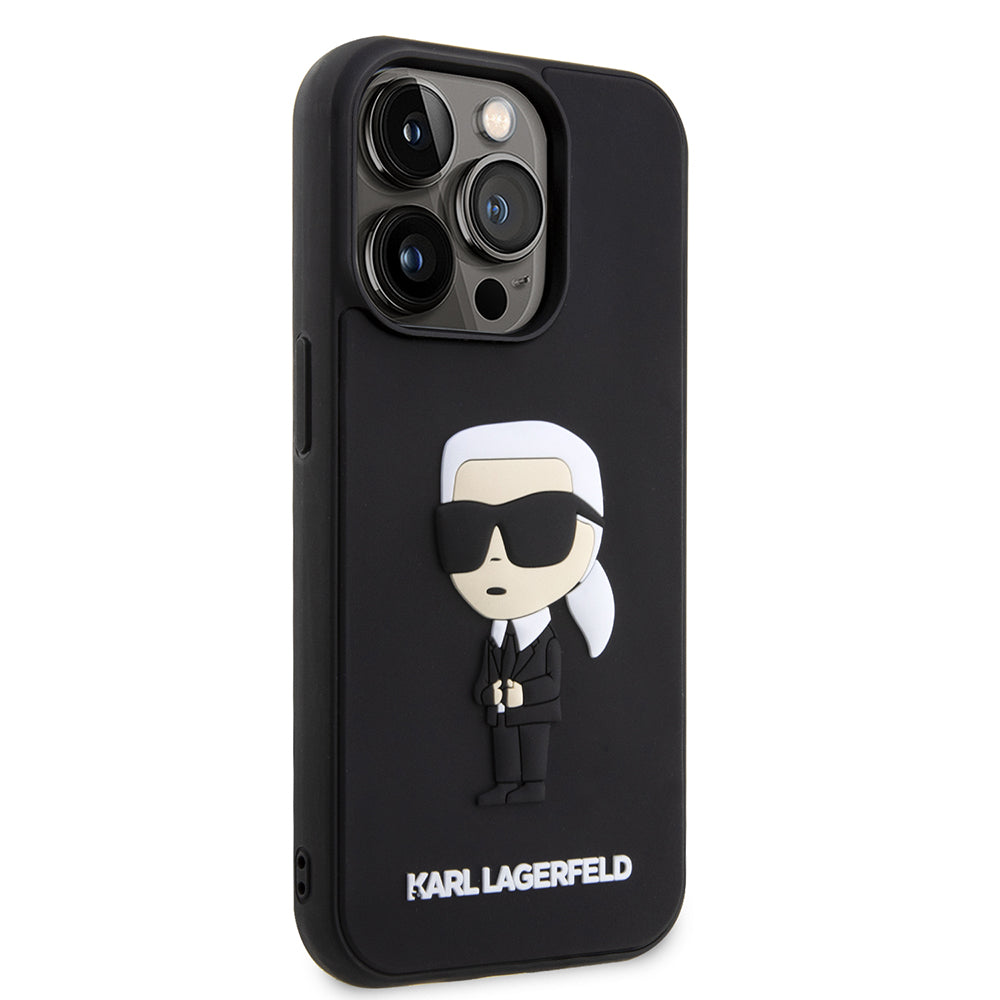 Etui na Apple iPhone 14 Pro, Karl Lagerfeld, 3D Rubber Ikonik Karl, Czarne