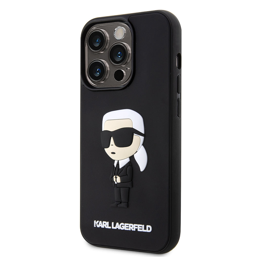 Etui na Apple iPhone 14 Pro, Karl Lagerfeld, 3D Rubber Ikonik Karl, Czarne