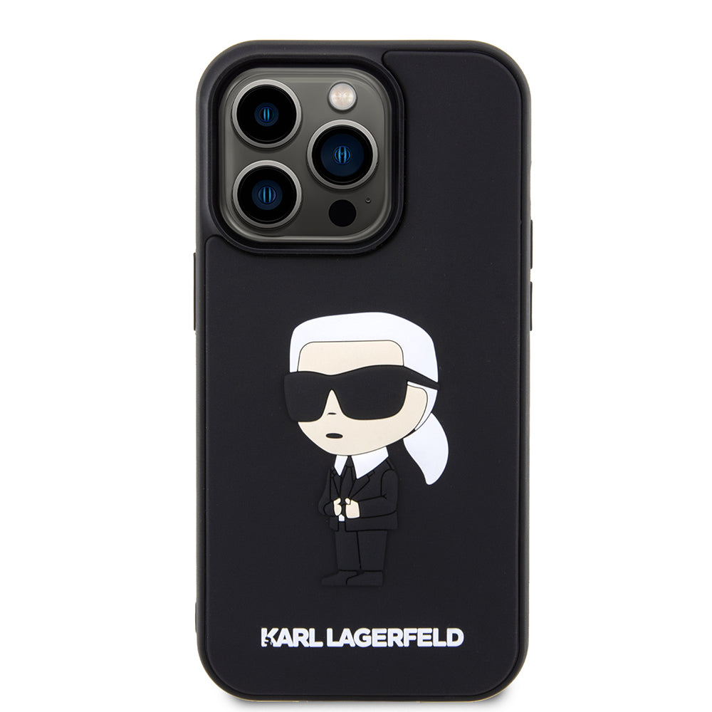 Etui na Apple iPhone 14 Pro, Karl Lagerfeld, 3D Rubber Ikonik Karl, Czarne