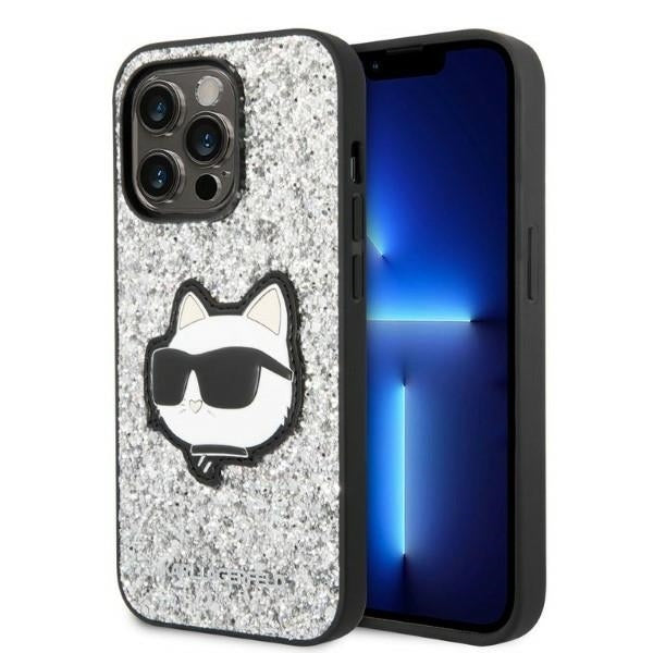 Case for Apple iPhone 14 Pro, Karl Lagerfeld, Glitter Choupette Patch, Silver