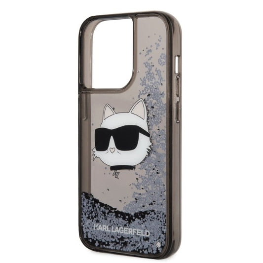 Etui na Apple iPhone 14 Pro, Karl Lagerfeld, Glitter Choupette's Head, Czarne