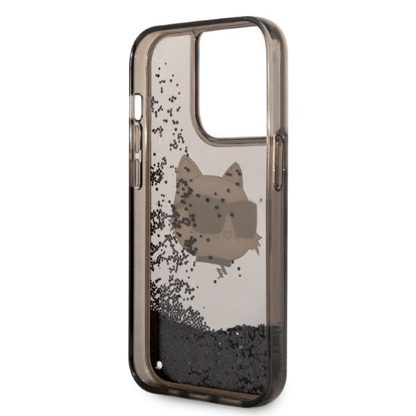 Etui na Apple iPhone 14 Pro, Karl Lagerfeld, Glitter Choupette's Head, Czarne