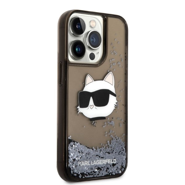 Etui na Apple iPhone 14 Pro, Karl Lagerfeld, Glitter Choupette's Head, Czarne