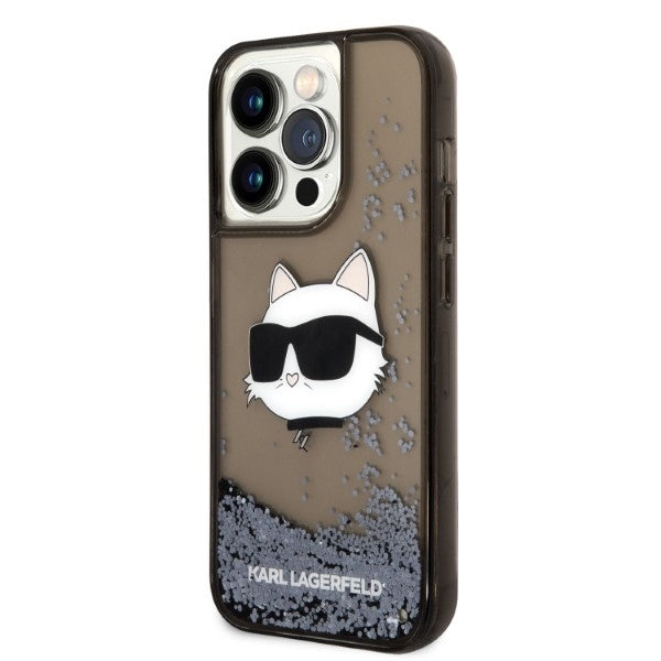 Etui na Apple iPhone 14 Pro, Karl Lagerfeld, Glitter Choupette's Head, Czarne