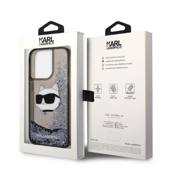 Etui na Apple iPhone 14 Pro, Karl Lagerfeld, Glitter Choupette's Head, Czarne