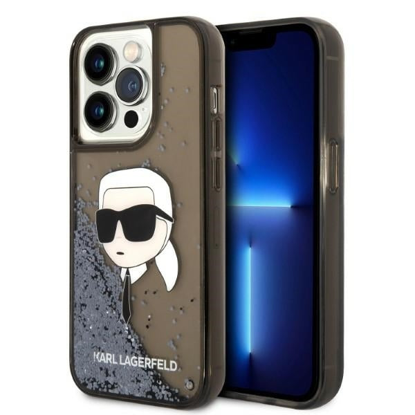 Etui na Apple iPhone 14 Pro, Karl Lagerfeld, Glitter Karl's Head, Czarne