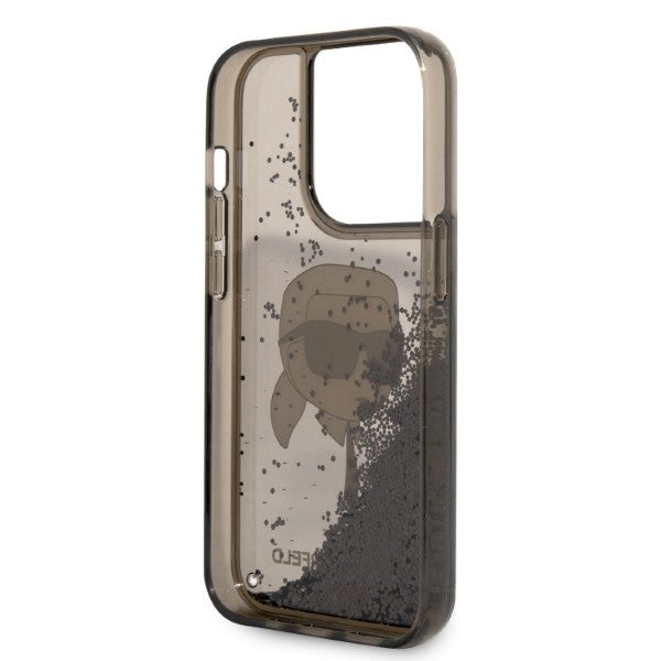 Etui na Apple iPhone 14 Pro, Karl Lagerfeld, Glitter Karl's Head, Czarne