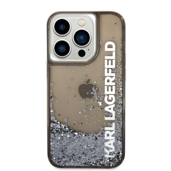 Etui na Apple iPhone 14 Pro, Karl Lagerfeld, Liquid Glitter KL Logo, Czarne