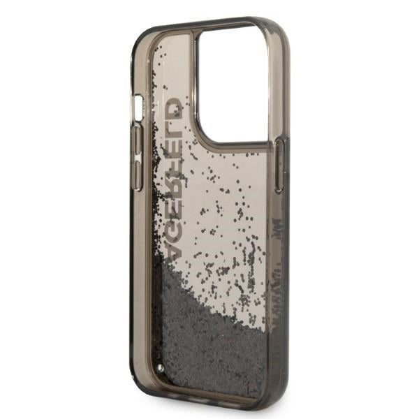 Etui na Apple iPhone 14 Pro, Karl Lagerfeld, Liquid Glitter KL Logo, Czarne
