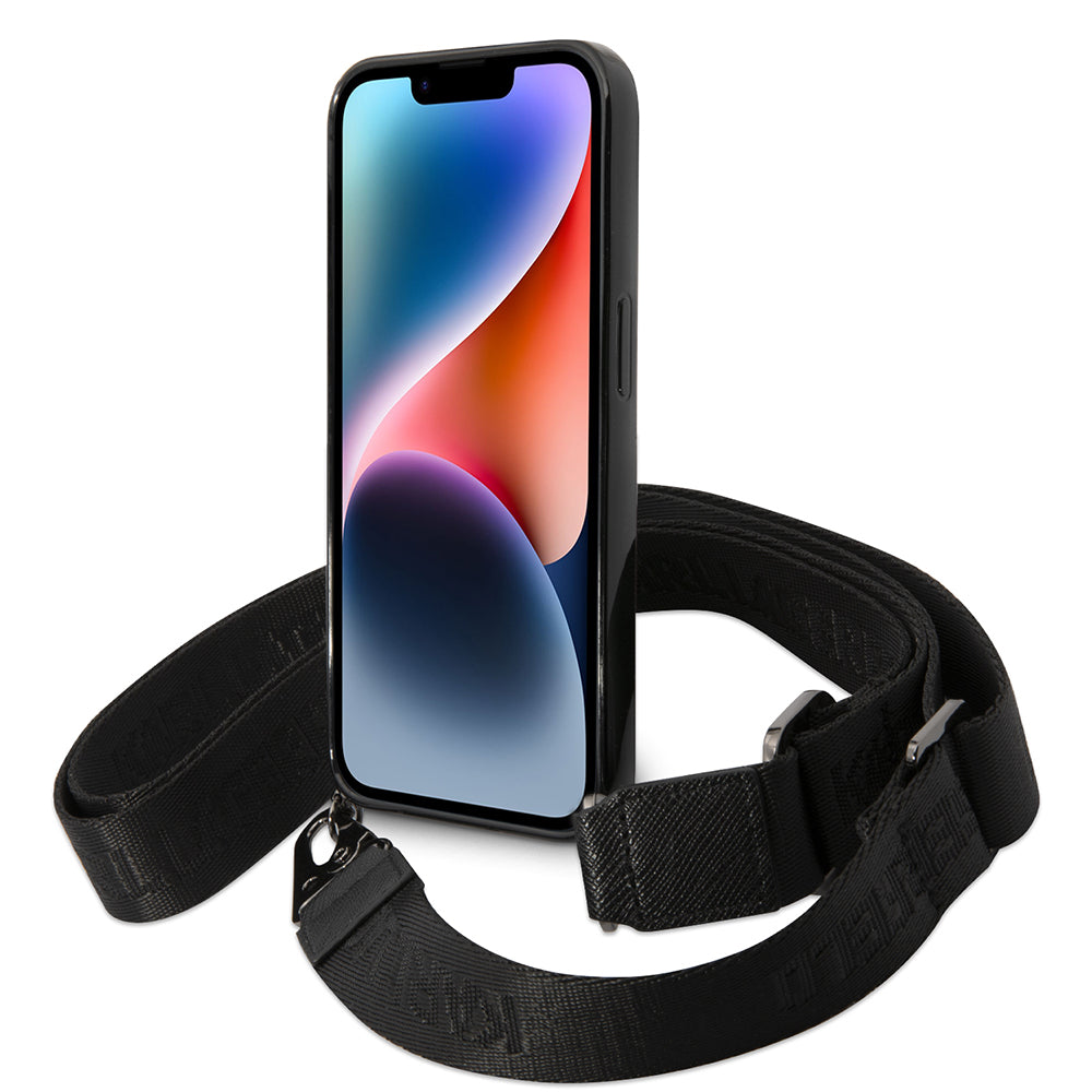 Etui na Apple iPhone 14 Pro Max, Karl Lagerfeld, Color Stripes with Strap, Różowy