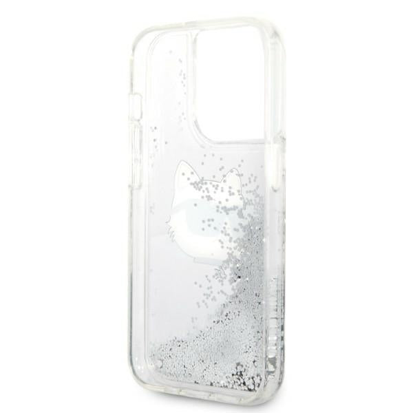 Etui na Apple iPhone 14 Pro Max, Karl Lagerfeld, Glitter Choupette's Head, Srebrne.