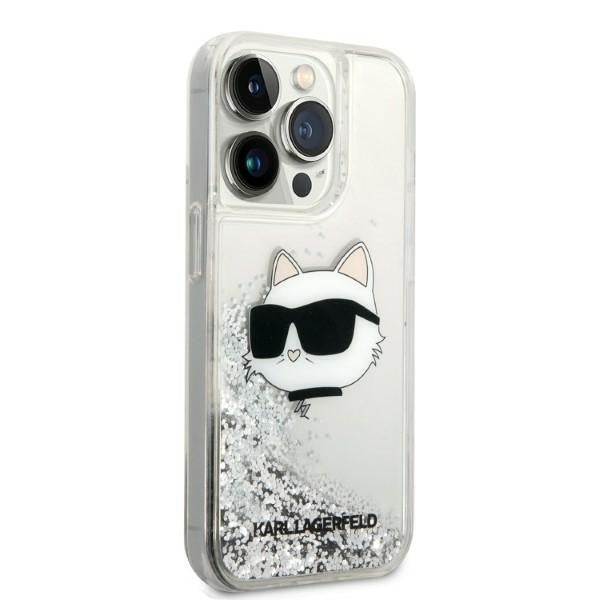 Etui na Apple iPhone 14 Pro Max, Karl Lagerfeld, Glitter Choupette's Head, Srebrne.
