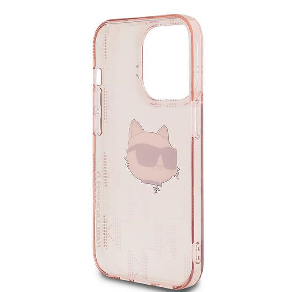 Etui na Apple iPhone 14 Pro Max, Karl Lagerfeld, IML Luxury Monogram Choupette's Head, Różowy