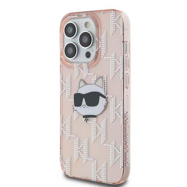 Etui na Apple iPhone 14 Pro Max, Karl Lagerfeld, IML Luxury Monogram Choupette's Head, Różowy