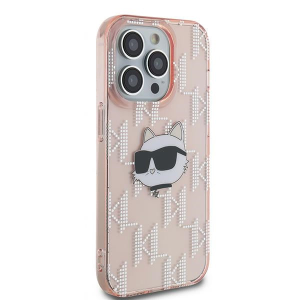 Etui na Apple iPhone 14 Pro Max, Karl Lagerfeld, IML Luxury Monogram Choupette's Head, Różowy