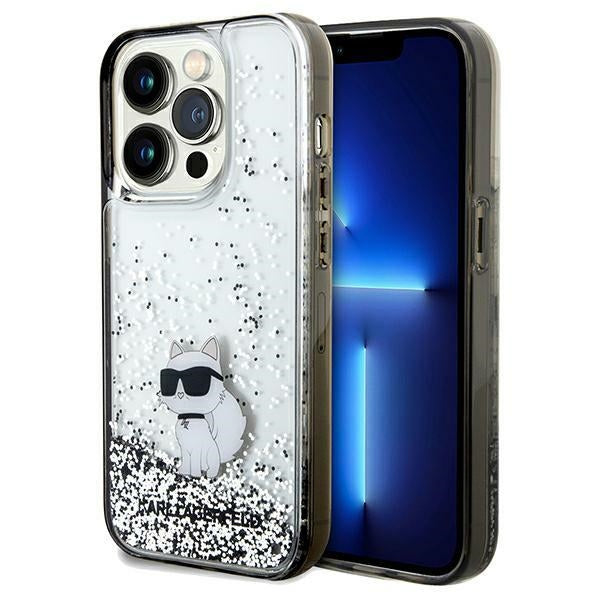 Etui na Apple iPhone 14 Pro Max, Karl Lagerfeld, Liquid Glitter Choupette, Przezroczyste