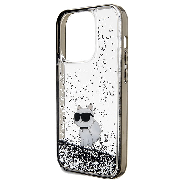 Etui na Apple iPhone 14 Pro Max, Karl Lagerfeld, Liquid Glitter Choupette, Przezroczyste