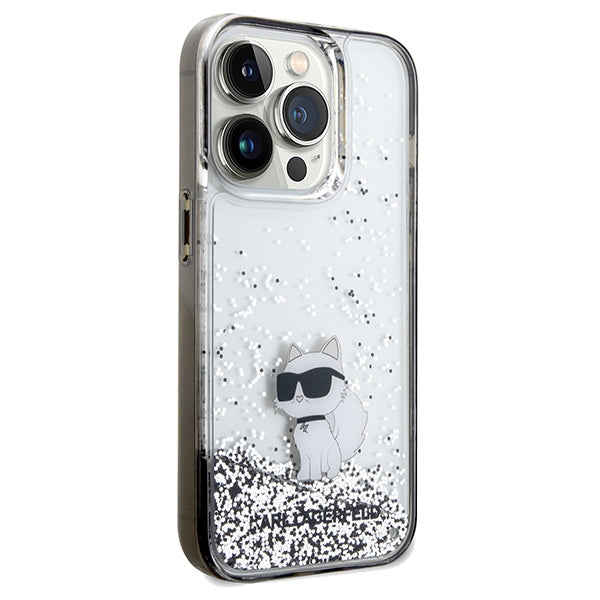 Etui na Apple iPhone 14 Pro Max, Karl Lagerfeld, Liquid Glitter Choupette, Przezroczyste