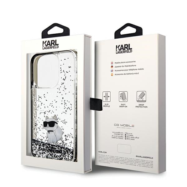 Etui na Apple iPhone 14 Pro Max, Karl Lagerfeld, Liquid Glitter Choupette, Przezroczyste